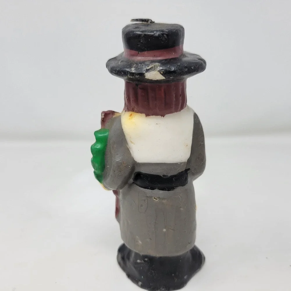 Vintage‎ Thanksgiving Pilgrim Man Woman and Turkey Figural Candle Set of 4